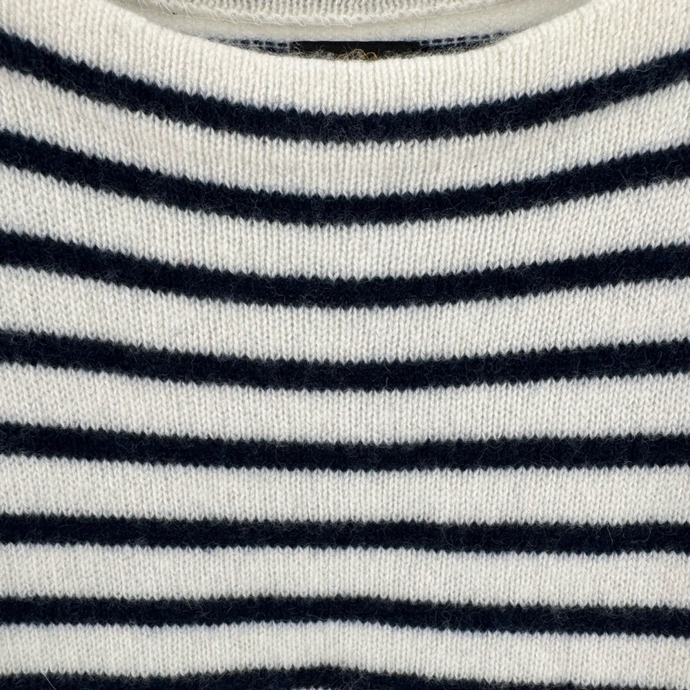 J. Crew Men’s Midweight Cashmere Boatneck Sweater Cream Navy Striped Size L - Picture 6 of 11